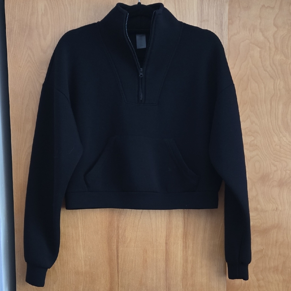 As Revival Black Half-Zip Crop Hoodie